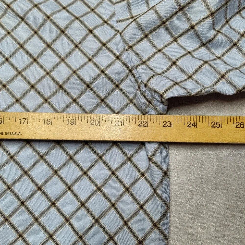 Banana Republic Men Large (16-16.5) Blue Diagonal‎ Check Cotton Button Shirt